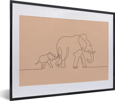 Produktbild von MuchoWow® MuchoWow® Gerahmtes Poster Elefant - Minimalismus - Braun 40x30 cm - Poster mit zchwarzem Bilderrahmen - Bilderrahmen - Poster im Rahmen