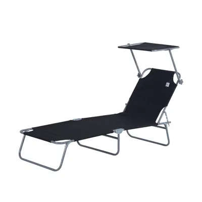 Produktbild von Outsunny Sonnenliege mit 4 stufig verstellbarer Rückenlehne, Klappbar in Schwarz
