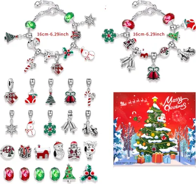 Image de Calendrier de l'Avent - Bracelets avec pendentifs - rouge