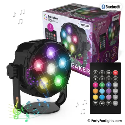 Image de PartyFunLights 6 LED PAR Lumière disco Haut-parleur de fête avec télécommande