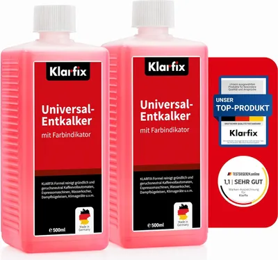 Produktbild von Universal-Entkalker mit Farbindikator | Hochwirksamer Entkalker für alle Haushaltsgeräte mit Wasserkontakt mit Farbindikator | Universell einsetzbar und materialschonend (2x 500 ml)