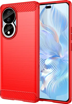Produktbild von Honor 80 Hülle, Carbon-Faser TPU Silikon Stoßfest Schutzhülle für Honor 80 Rot