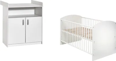 Produktbild von Schardt Sparset 2-teilig Classic White bestehend aus, Kombi-Kinderbett 70x140 cm inklusive Umbaukit und Wickelkommode - Farbe: Weiß, 10 517 02 00