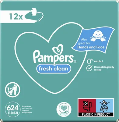 Produktbild von 12x PAMPERS Fresh Clean Obrúsky vlhčené 52 ks