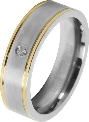 Produktbild von Akzent Damen-Partnerring aus Edelstahl, bicolor, Simili