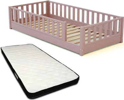 Productafbeelding van SONHO houten kindervloerbed 90x190 met matras