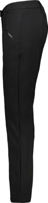 A side view of a pair of black women's pants.