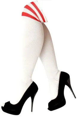 Produktbild von krautwear® Damen Mädchen Kinder Cheerleader Kniestrümpfe Gestreift mit 3 Streifen Gestreifte Overknees Geringelte Strümpfe Socks bunt (w/r)