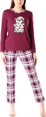 Produktbild von Merry Style Damen Schlafanzug MS10-169 (Weinrot Kariert, S)