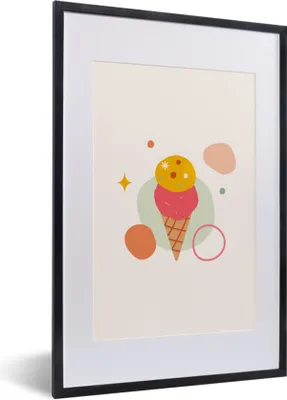 Produktbild von MuchoWow® Gerahmtes Poster Sommer - Eiscreme - Formen 40x60 cm - Poster mit Schwarzem Bilderrahmen Wandposter Rahmen Foto Bilder - Poster in Rahmen