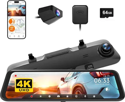 Produktbild von Dashcam, 4K Video, Dual-Linse, Kein Hardwire-Kit, 64G