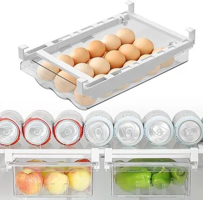 Produktbild von Famanu Eierhalter mit Schublade und Handgriff - Kühlschrank Eierlade - Kunststoff Aufbewahrungssystem
