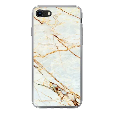 Produktbild von MuchoWow® Handyhülle Schutzhülle Hülle für iPhone SE 2020 Marmor - Gold - Luxus Silikon Softcase Handy Hülle - Kartenbesitzer - Geburtstag Teenager