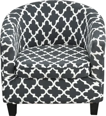 Obrázek produktu pro 2 kusy krytů na židle Club Chair Covers, Stretch Printed Chair Cover s odděleným krytem sedáku na židli, kryt na pohovku ve vaně (černý geometrický)