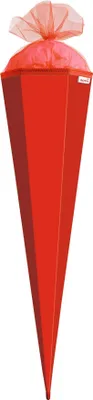 Produktbild von Bastel-Schultüte groß rot - 85 cm 6-eckig - extra stabil durch Rot(h)-Spitze mit farbigem Tüll-Verschluss