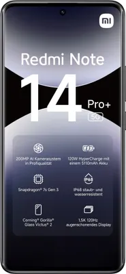 Produktbild von Xiaomi Redmi Note 14 Pro+ 5G 512GB Midnight Black