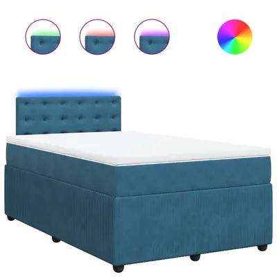 Produktbild von Boxspringbett mit Matratze Blau 120x200 cm Samt