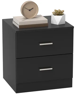 Produktbild von Moderner Nachttisch mit 2 Schubladen, ideal fš¹r Wohn- oder Schlafzimmer, 45 x 39,5 x 49 cm, schwarz.