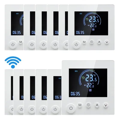 Zdjęcie produktu dla 12X Inteligentny termostat ścienny WiFi Tuya, programowalny pilot zdalnego sterowania, czujnik NTC, cyfrowy termostat pokojowy LCD do elektrycznego ogrzewania ściennego 16A z ukrytym ogrzewaniem podłogowym
