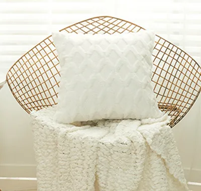 Immagine prodotto di 1 federe quadrate da 45x45 cm in velluto morbido, copricuscino decorativo con bordino, per letto o divano, bianco