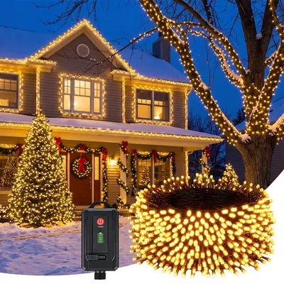 LED-Lichterkette 30 m, 300 LEDs, warmweiß, batteriebetrieben, Timer