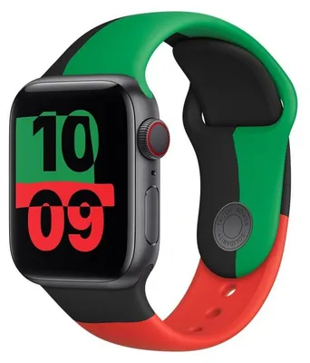 Produktbild von Apple MUQ63ZM/A, Band, Smartwatch, Schwarz, Grün, Rot, Apple, Apple Watch 38 mm, 40 mm, 41 mm, Fluor-Elastomer