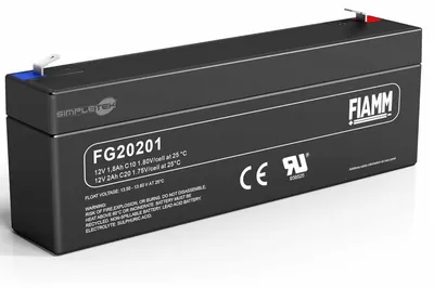 Zdjęcie produktu dla Bateria ołowiowo-kwasowa Fiamm FG20201, 12V, 2,0Ah, z zaciskami Faston 4,8mm, wymiary 178x35x66 mm, części zamienne