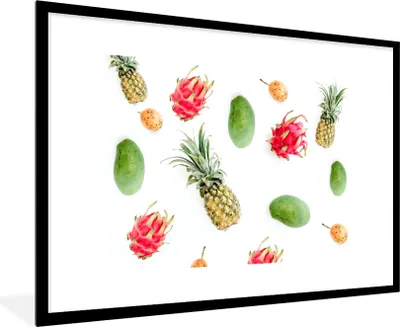 Produktbild von MuchoWow® Gerahmtes Poster Tropisch - Obst - Ananas 90x60 cm - Poster mit Schwarzem Bilderrahmen Wandposter Rahmen Foto Bilder - Wanddekoration - Fotos