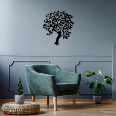 Produktbild von Wallity, Tree- SKL2329, Schwarz, Sonstige Wohndekorationen, 61 x 69 cm, 100% Metall (Dicke: 1