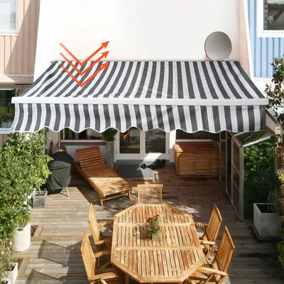 Produktbild von Clanmacy Gelenkarmmarkise Sonnenmarkise Markisen Alu-Markise sonnenschutz mit Kurbel,garten Sonnenschutz Balkon, Anti-UV und wasserfest Markise, Neigungswinkel bis 30 Grad, 3 x 2,5 m, Weiss Grau
