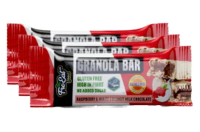 Produktbild von 3x50g Granola Bar Hafer Riegel Himbeere Weiße Schokolade / glutenfrei / vegan / ohne Zuckerzusatz