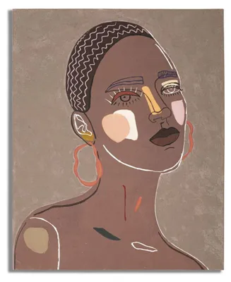 Immagine prodotto di Dipinto su tela Tribal A ritratto di donna africana su fondo tortora 80x100 cm