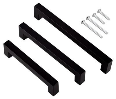 Produktbild von Möbelgriff Schwarz matt mit Lochabstand 128mm aus Edelstahl für Schränke und Möbel