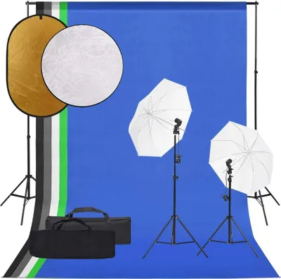 Image de Kit de studio photo avec éclairage toile de fond et réflecteur