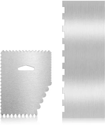 Produktbild von Unyqoos® Edelstahl-Tortenabzieher, doppelseitig (22 x 7,8 cm & 11,7 x 9,6 cm) – Glätten & Dekorieren von Torten