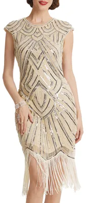 Produktbild von BABEYOND Damen Kleid voller Pailletten 20er Stil Runder Ausschnitt Inspiriert vo