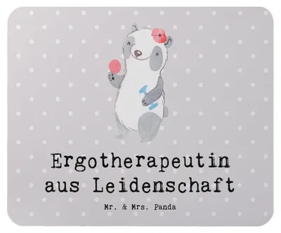 Produktbild von Mr. & Mrs. Panda Mousepad Ergotherapeutin Leidenschaft - Grau Pastell - Geschenk, laptop mauspad, Spruch, Witzig, Lustig, Ausbildung, Mouse Pad, pc, Beruf