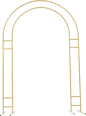 Immagine prodotto di Arco nuziale - Arco con palloncini e fiori Con base - Altezza 2,2 m - Struttura in metallo - Autoportante - Per giardino e interni - Oro
