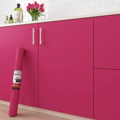 Image de Film adhésif pour meubles, dimensions 40 x 300 cm, couleur rose