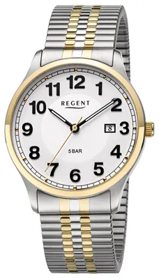 Regent F-1575 Herrenuhr mit Zugband Zweifarbig 1
