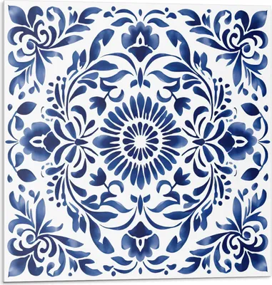 Zdjęcie produktu dla Kwiatowy wzór z ornamentami– Samoprzylepne Płytki Ścienne 3D – Panele PCV i Winylowe – Płytki do Kuchni i Łazienki – Dekoracyjne Naklejki na Ścianę – 4 sztuki 50 x 50 cm
