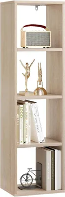 Produktbild von WOLTU Bücherregal mit 4 Ebenen, Würfelregal Standregal, 30x106,5x23,5 cm, Helle Eiche