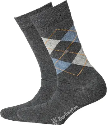 Produktbild von Burlington Damen Socken Everyday Mix 2er Pack - Raute und Uni, One Size, 36-41 Anthrazit