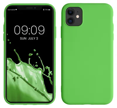 Produktbild von kwmobile Hülle kompatibel mit Apple iPhone 11 Hülle - gummierte TPU Silikon Handyhülle - Schutzhülle für kabelloses Laden - Case in Neon Grün