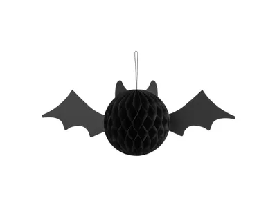 Produktbild von Wabenball Pompom Fledermaus 45x17cm Papier Schwarz