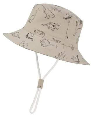 Produktbild von Kinder Sonnenhut atmungsaktiv Sommer Fischerhut UV-Schutz Uni mit Bindeband 4-8 Jahre Khaki Dinosaurier