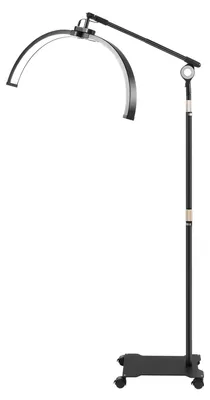 Produktbild von Halbmond-Lampe mit Handyhalter - LED Ringlicht - 63,5 cm - Fernbedienung - Bi-Color 3200–5600 K - EU-Stecker 220 V AC - Netzadapter inkl. - Schwarz
