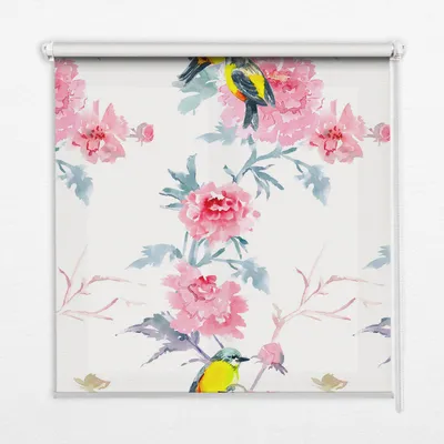 Produktbild von Seitenzug-Rollo Fensterrollo Jalousie - Lichtdurchlässig Springrollos - 70x140 cm - Vögel auf Blumen