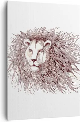 Produktbild von Bild auf Leinwand - Leinwandbild - Einteilig - Löwe König Tierwelt Pelz - 70x100cm - Wand Bild - Wanddeko - Wandbilder - Leinwanddruck - Wanddekoration - Leinwand bilder - Wandbild - PA70x100-3025