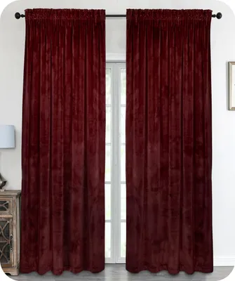 Produktbild von Samt Vorhang Kräuselband U-Band Gardine Velvet abdunkelnd, Größe und Farbe wählbar,140x245cm,Bordeaux